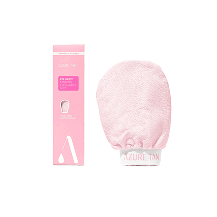 Azure Tan Exfoliator Mitt – Zwarte scrubhandschoen voor een gladde huid en perfecte zelfbruining voorbereiding.