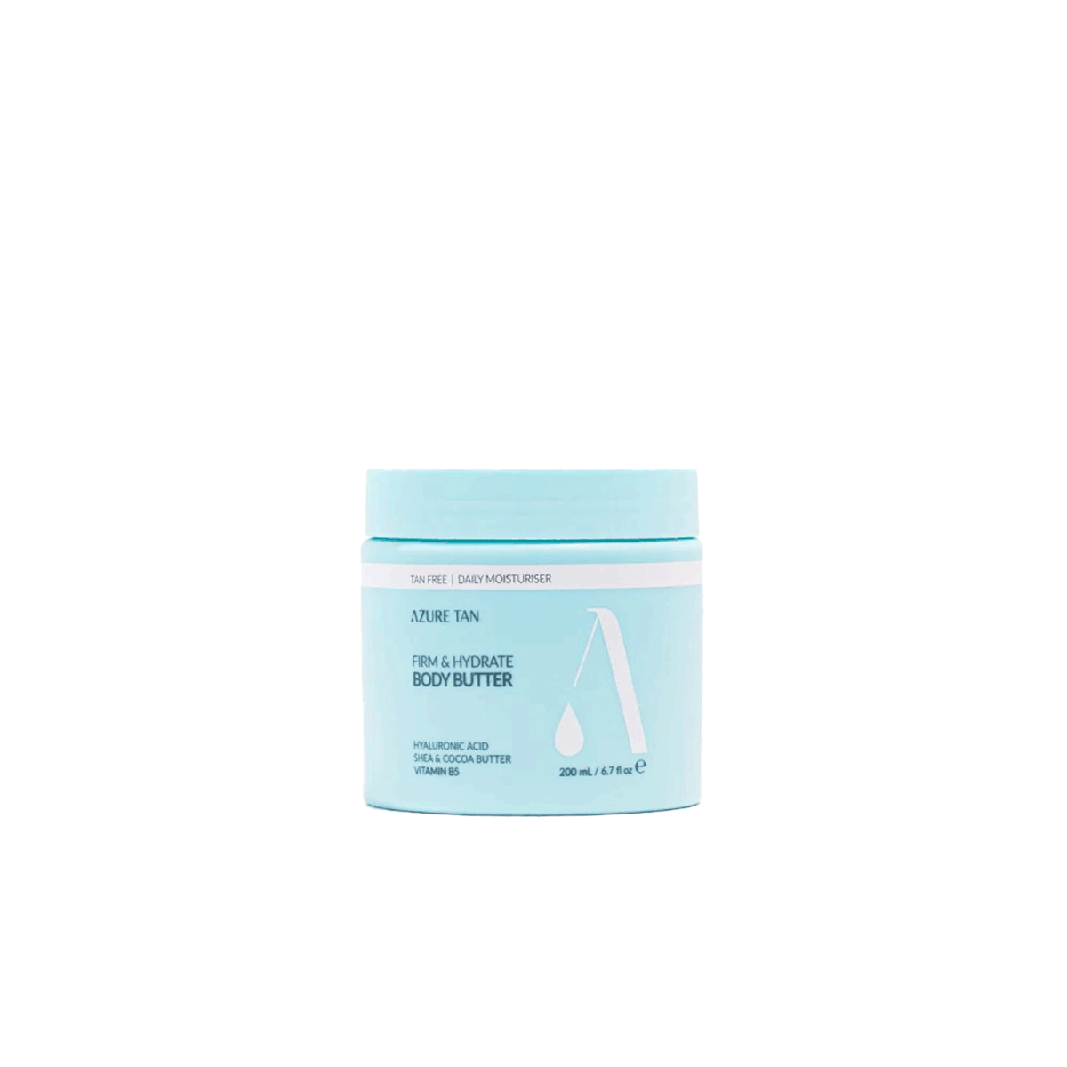Azure Tan Firm & Hydrate Body Butter pot – Rijke verstevigende bodycrème met Hyaluronzuur en Shea Butter voor tan onderhoud.