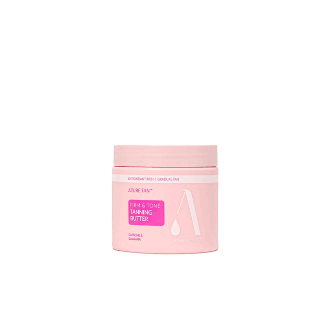 Azure Tan Firm & Tone Tanning Butter pot – Gradual tan body butter met verstevigende cafeïne en guarana.