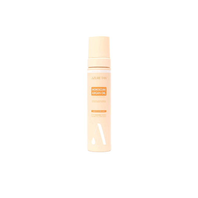 Azure Tan Moroccan Argan Oil Self Tan Mousse – Hydraterende zelfbruiner met biologische arganolie voor een diepe bronzen teint.