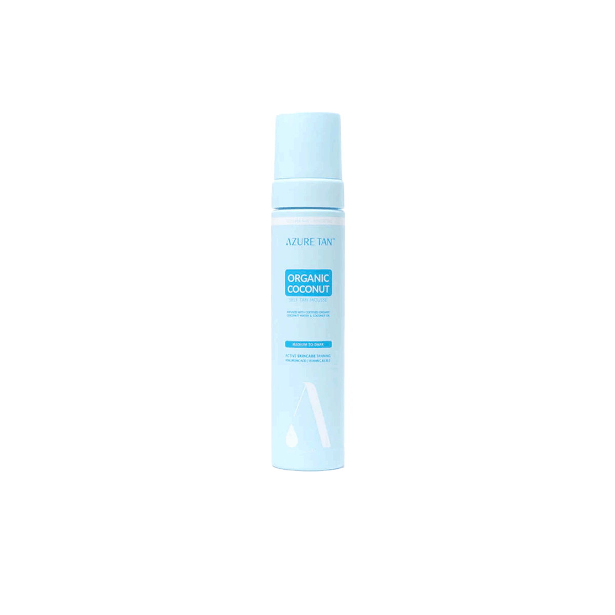 Azure Tan Organic Coconut Self Tan Mousse – Hydraterende zelfbruiner met kokoswater en vitaminen voor een stralende, goudbruine huid.